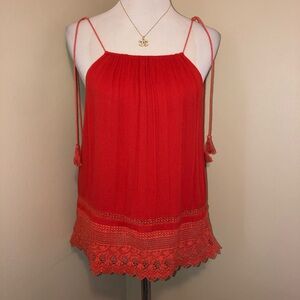 Alice + Olivia Danya Tie Strap Cami,Size-S/P,Color-Poppy,GUC